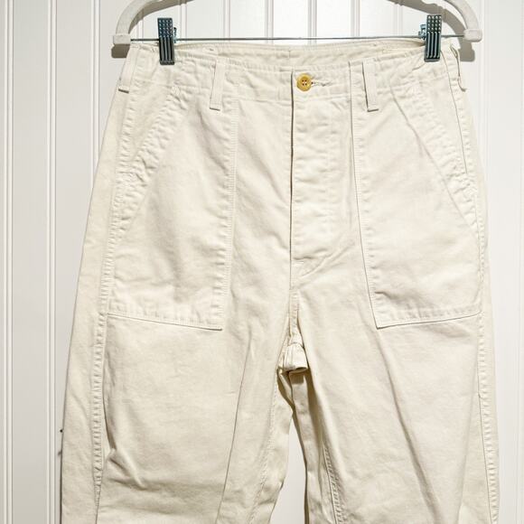 Imogene Willie Palmore Military Pants Cream Button Fly Size Medium - Picture 3 of 9